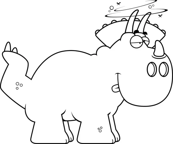 Dronken Cartoon Triceratops — Stockvector