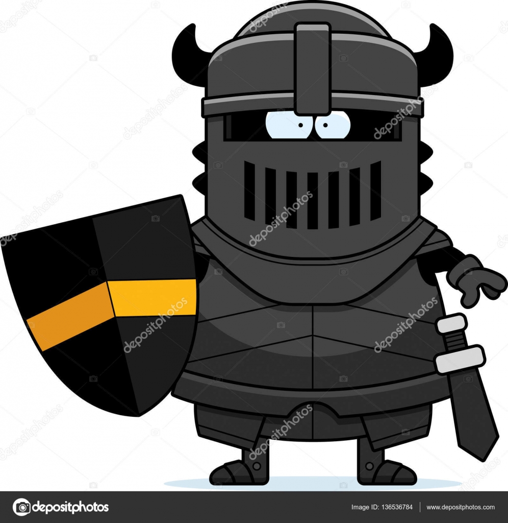 Cartoon Black Knight in Armor Stock Vector by ©cthoman 136536784, image size:996x1024