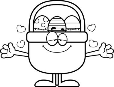 Karikatür Paskalya sepeti kucaklama