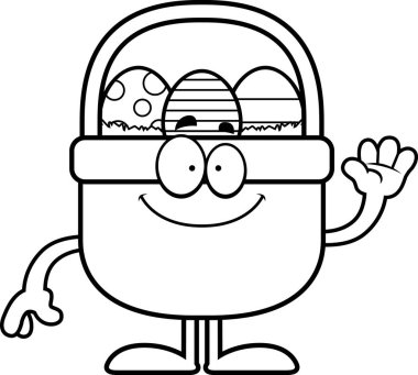 Karikatür Paskalya sepeti sallayarak