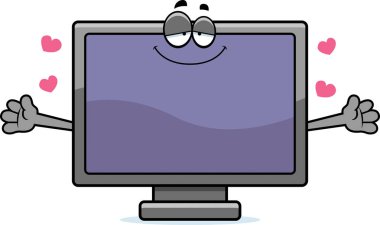 Çizgi film düz ekran Tv kucaklama