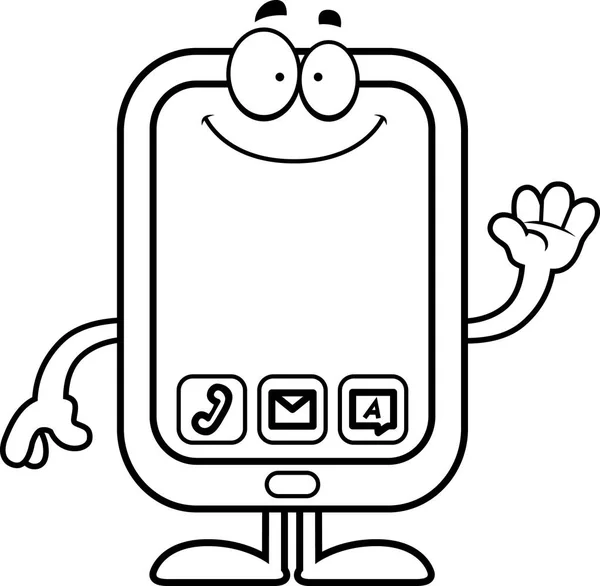 Cartoon Smartphone zwaaien — Stockvector