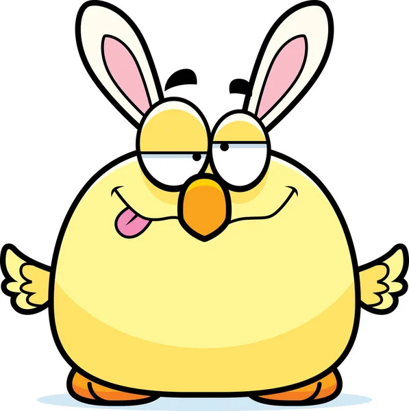 Bêbado Cartoon Easter Bunny Chick — Vetor de Stock