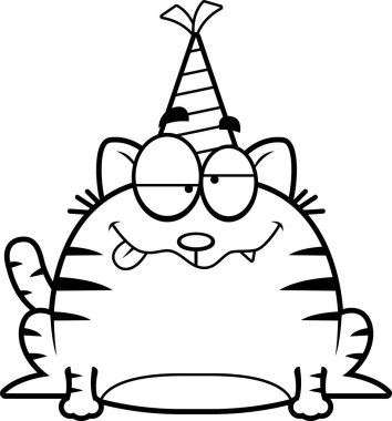 Karikatür kedi sarhoş parti