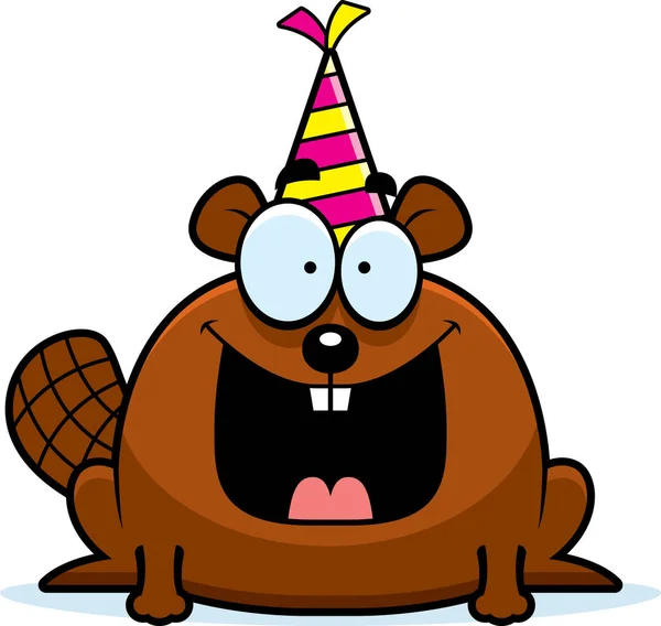 Festa di compleanno del castoro del fumetto — Vettoriale Stock