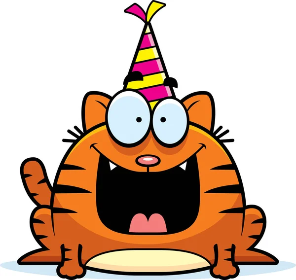 Karikatür kedi doğum günü partisi — Stok Vektör