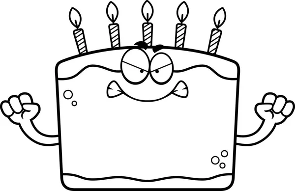 Gâteau d'anniversaire de dessin animé en colère — Image vectorielle