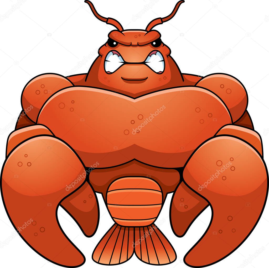 Angry Cartoon Muscular Crawfish