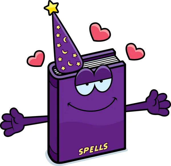 Cartoon Spell Book Hug — Stock Vector