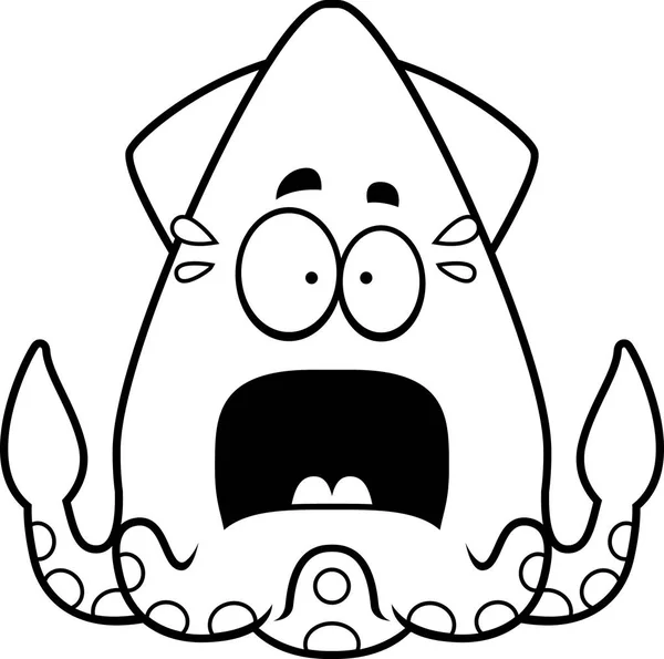 Scared Cartoon Squid — Stock Vector