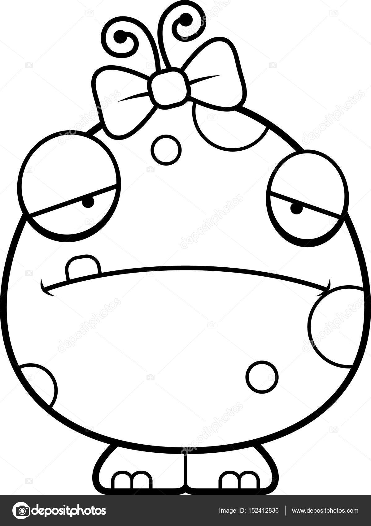 Dessin Animé Triste Baby Girl Monster Image Vectorielle