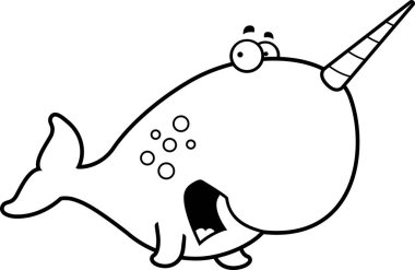 Korkmuş karikatür boynuzlu balina