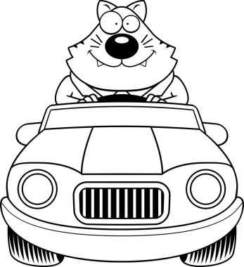 Çizgi film şişman kedi mutlu sürüş