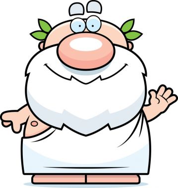 Çizgi film Yunan filozofu sallayarak