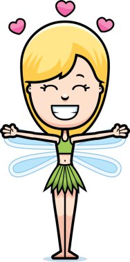 Çizgi film genç peri kucaklama