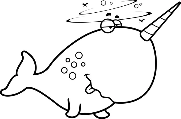 만화 음주 일각 고래 — 스톡 벡터