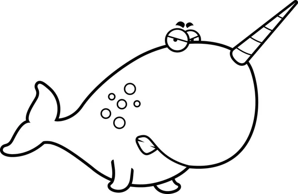 Caricatura enojada Narwhal — Vector de stock