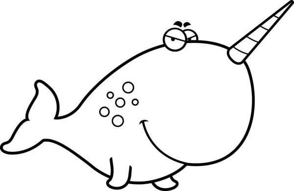 교활한 만화 일각 고래 — 스톡 벡터