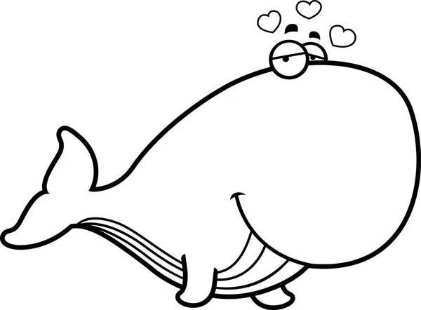 Kreslený velryba v lásce — Stockový vektor