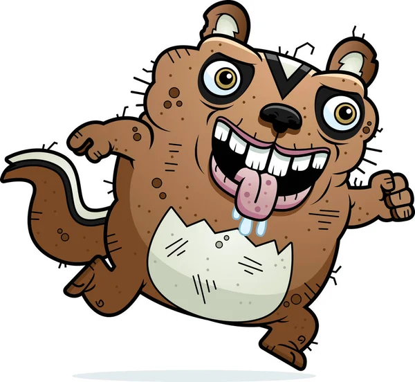 Desenhos animados Ugly Chipmunk Running — Vetor de Stock