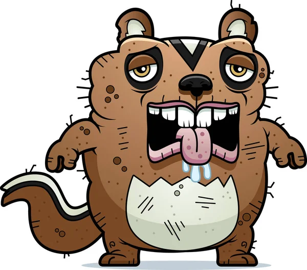Cartone animato stanco brutto scoiattolo — Vettoriale Stock