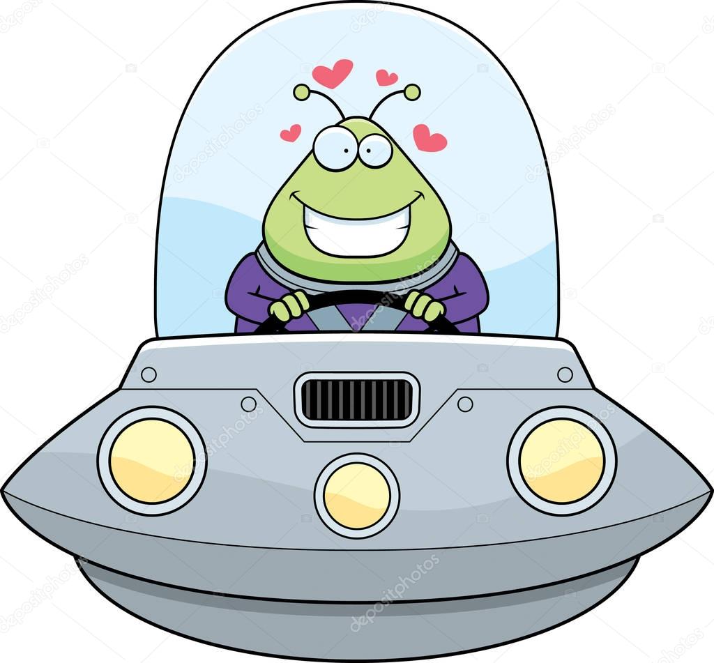 Cartoon Alien UFO Love