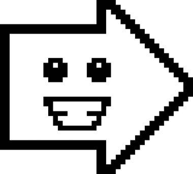 Gülümseyen 8-Bit karikatür oku