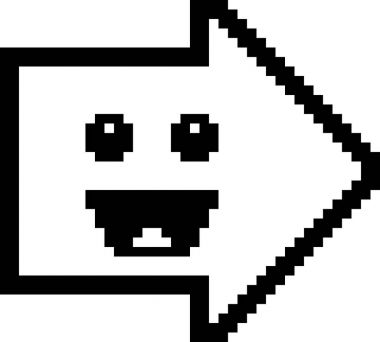 Gülümseyen 8-Bit karikatür oku