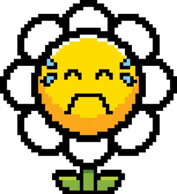 8-Bit karikatür çiçek ağlıyor