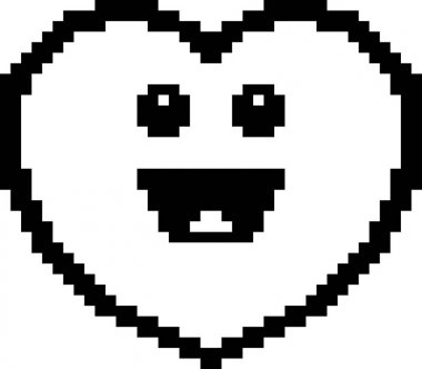 8-Bit karikatür kalp gülümseyen