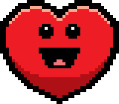 8-Bit karikatür kalp gülümseyen