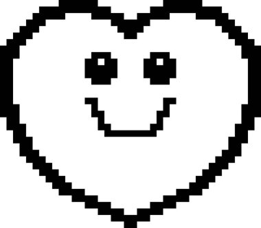 8-Bit karikatür kalp gülümseyen