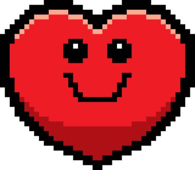 8-Bit karikatür kalp gülümseyen