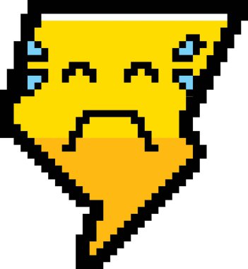8-Bit karikatür yıldırım ağlıyor