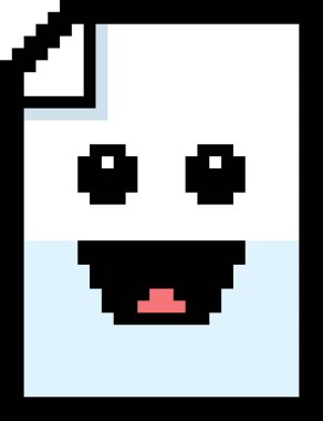 8-Bit karikatür kağıt gülümseyen