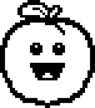 8-Bit karikatür şeftali gülümseyen