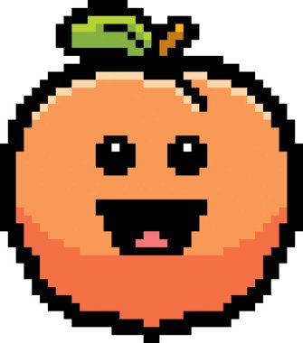 8-Bit karikatür şeftali gülümseyen