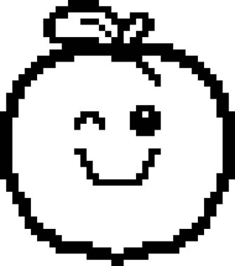 8-Bit karikatür şeftali göz kırpıyor