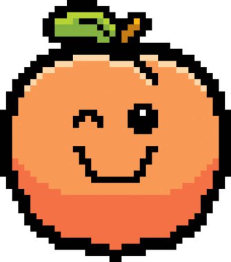 8-Bit karikatür şeftali göz kırpıyor