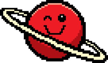 8-Bit karikatür gezegen göz kırpıyor