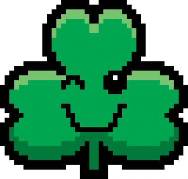 8-Bit karikatür Shamrock göz kırpıyor