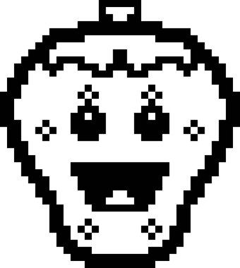 8-Bit karikatür çilek gülümsüyor