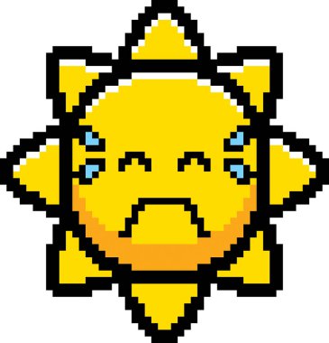 8-Bit karikatür güneş ağlıyor