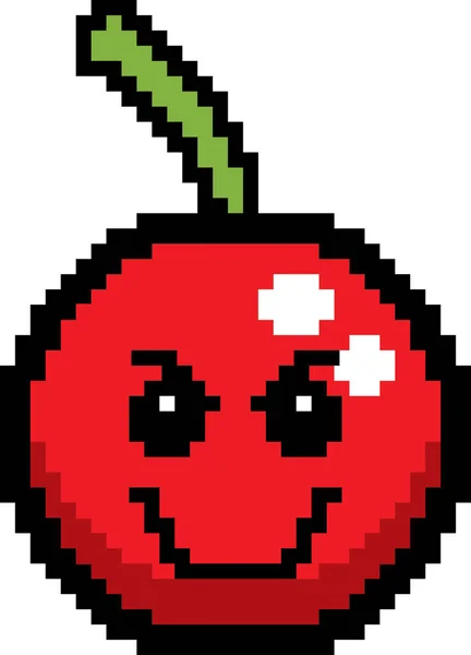 Evil 8-Bit Cartoon Cherry — Stock Vector