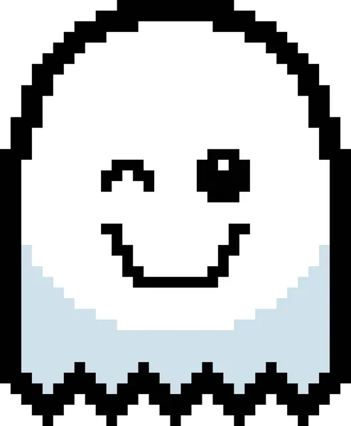 8-Bit Cartoon Ghost winking — Stockvector