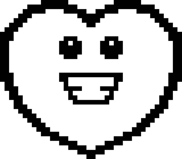 Smiling 8-Bit Cartoon Heart — Stock Vector