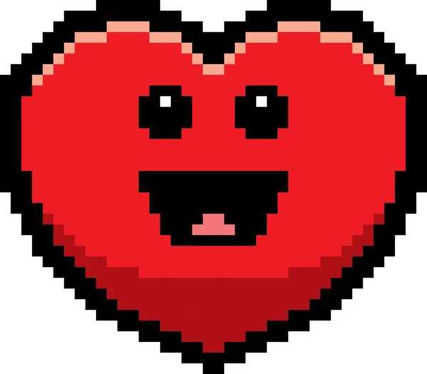 Smiling 8-Bit Cartoon Heart — Stock Vector