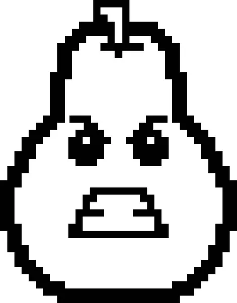 Enfadado 8-Bit Cartoon Pear — Vector de stock