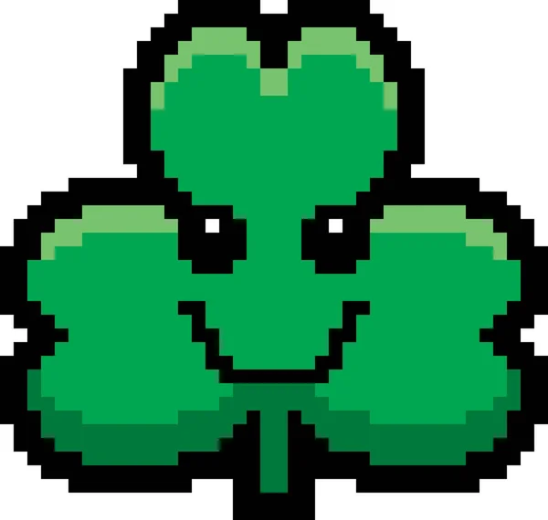 Sonriente 8-Bit Cartoon Shamrock — Vector de stock