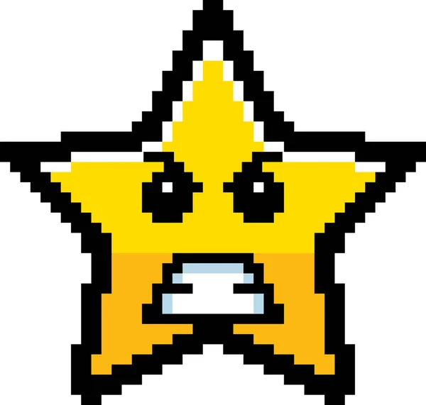 Rozzlobený 8-Bit Cartoon Star — Stockový vektor